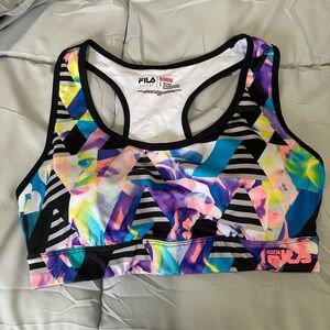 Fila Women's Multicolor Geometric Medium Support Sports Bra Sz L